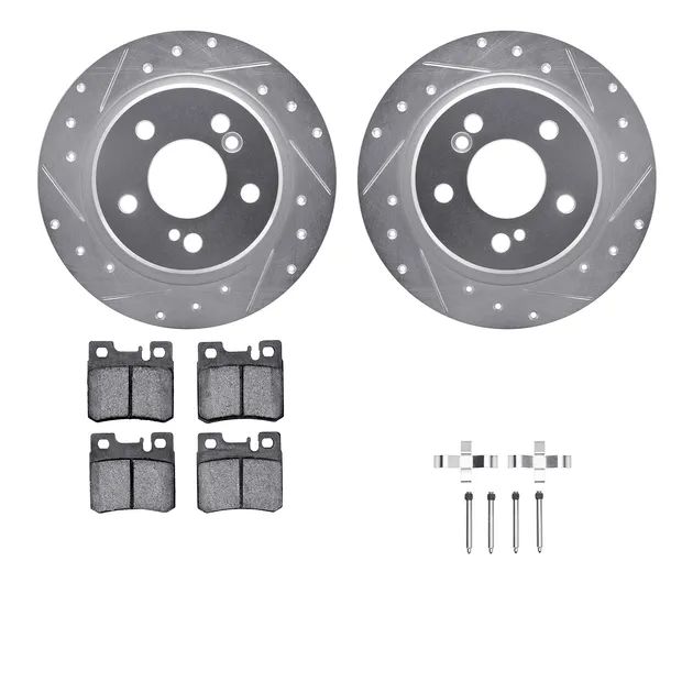 R1 Concepts WGYH1-63040 eLINE Rotor - Drilled & Slotted - Silver W/ Semi-Met Pads